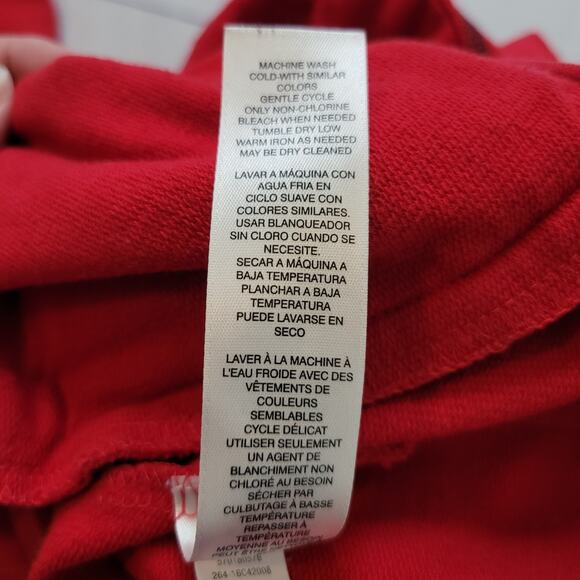 Chico's Size 0 US S Weekends Pullover Red Black Henley 1/4 Zip Sweatshirt Casual - Picture 8 of 10